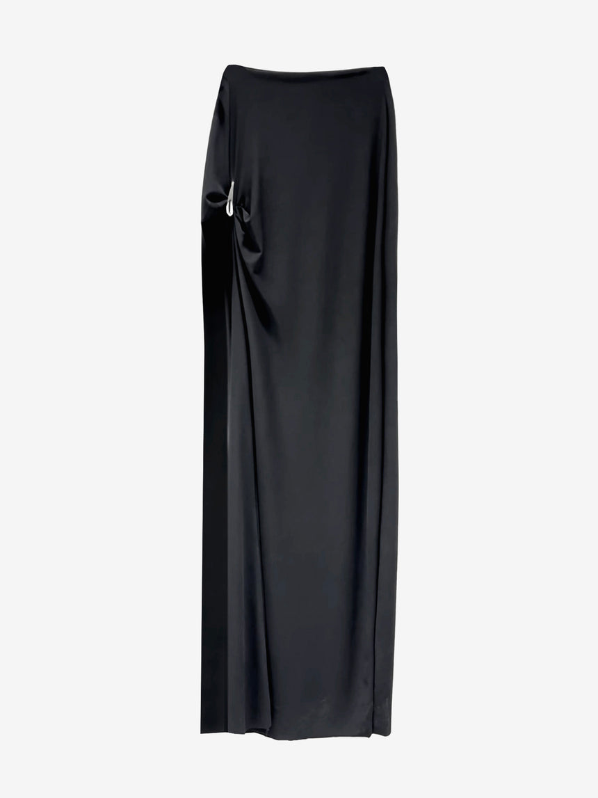 CLAW MINI-MAXI DRAPED SKIRT - BLACK