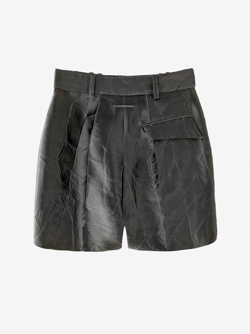 CRINKLED MINI SHORTS - GREY