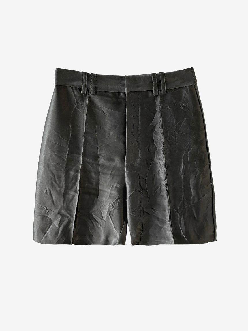 CRINKLED MINI SHORTS - GREY