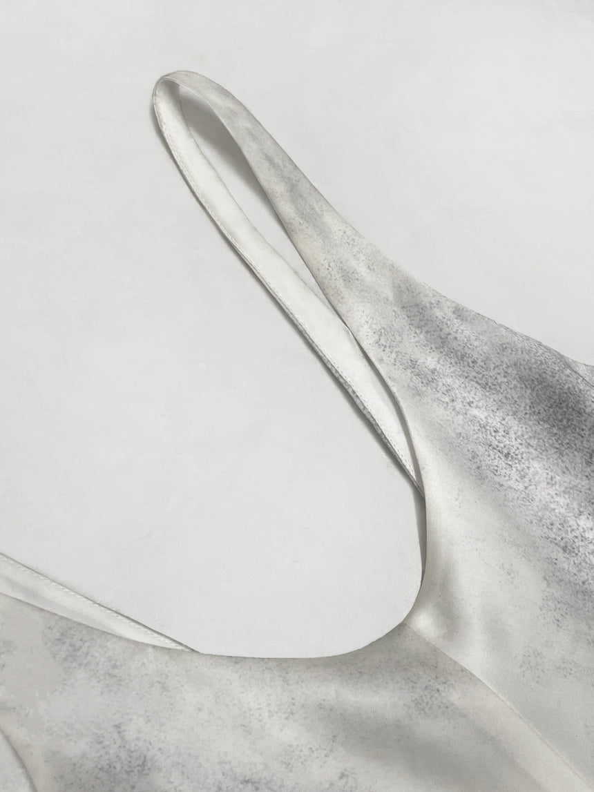 SILK BIAS SLIP DRESS - ASH WHITE
