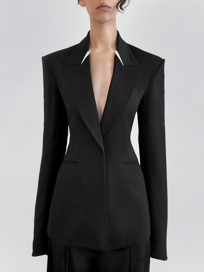 FANGS BLAZER (WOOL) - BLACK