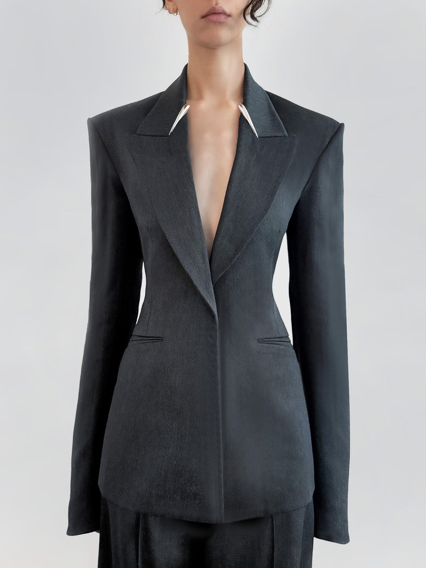 FANGS BLAZER (WOOL) - DARK GREY