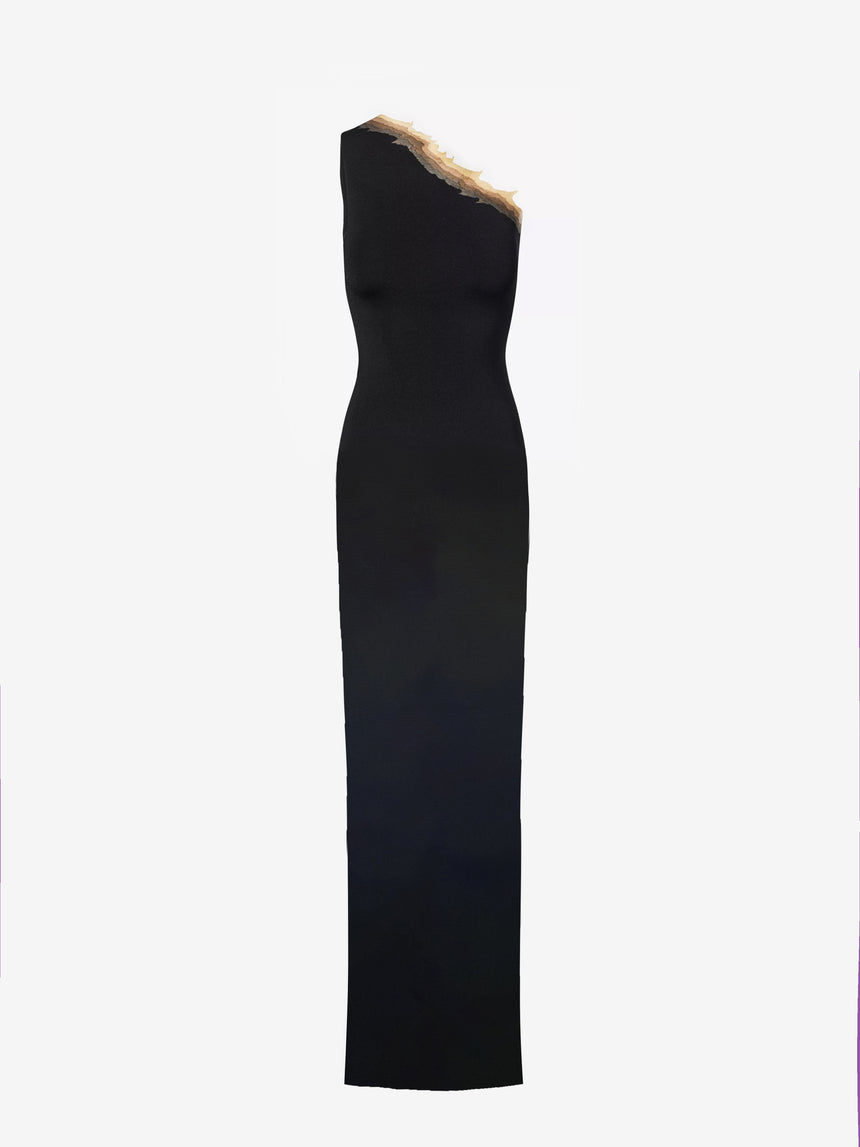 (SS26 PRE-ORDER) FLAME ONE SHOULDER MAXI DRESS - BLACK