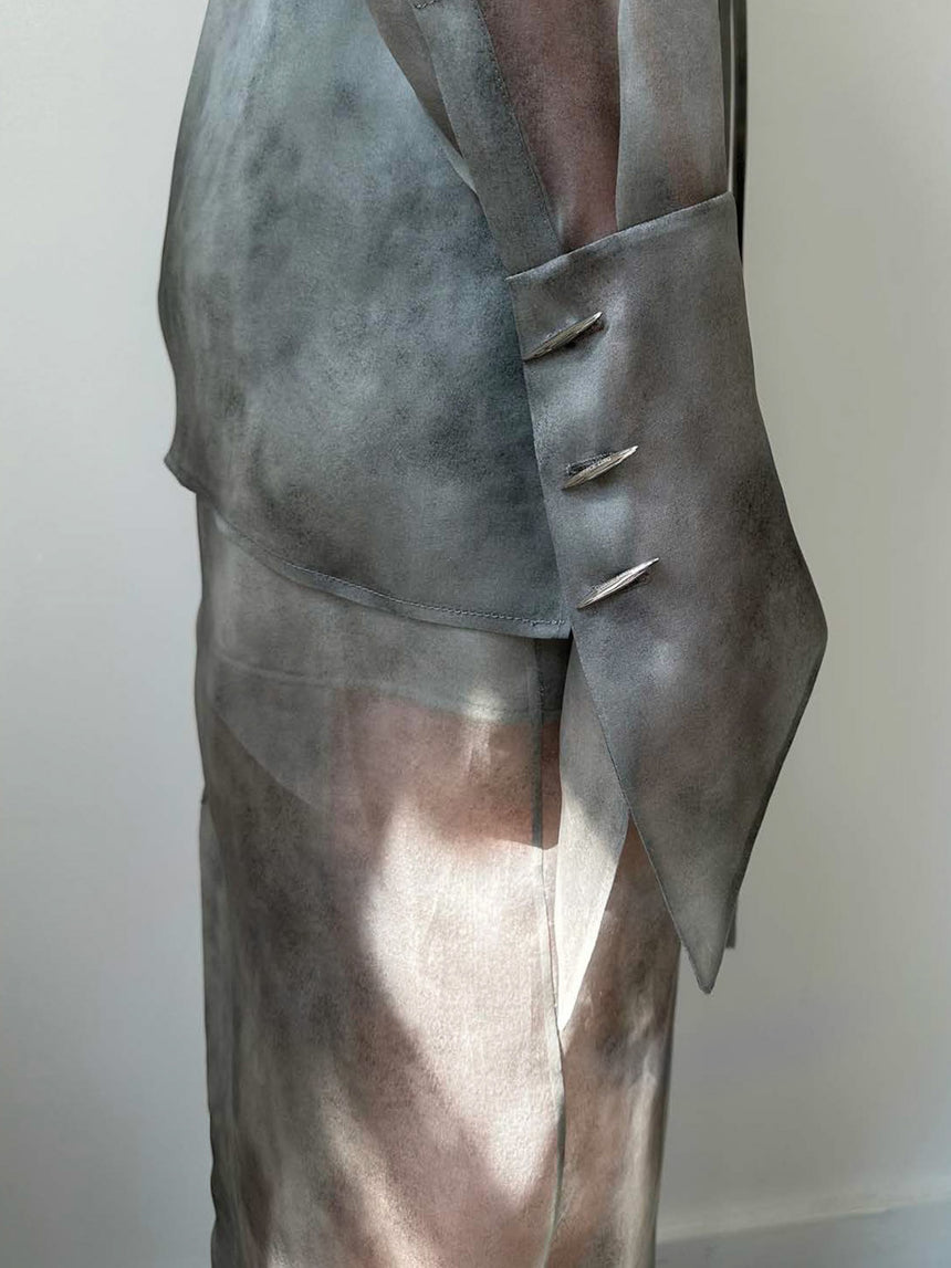 FOG STITCHES WRAP SHIRT IN SILK ORGANZA