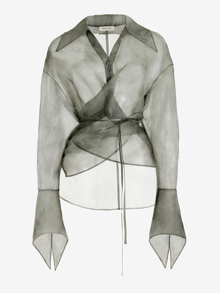 FOG STITCHES WRAP SHIRT IN SILK ORGANZA