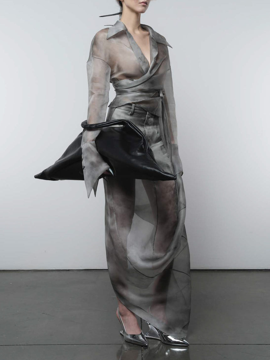 FOG STITCHES WRAP SHIRT IN SILK ORGANZA