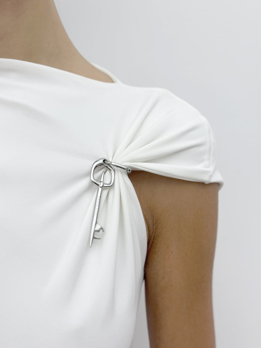 (SS26 PRE-ORDER) RELIC CHARMS MOCK NECK TOP - WHITE