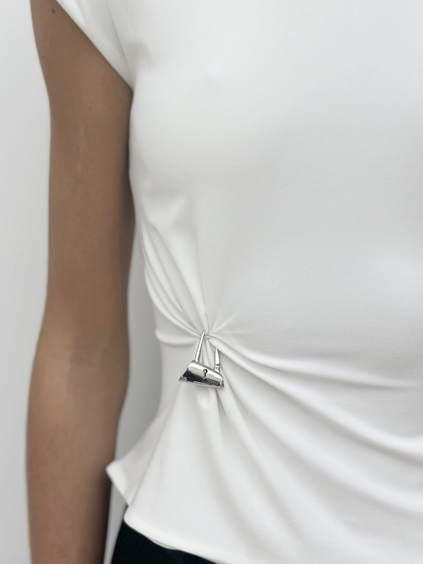 (SS26 PRE-ORDER) RELIC CHARMS MOCK NECK TOP - WHITE