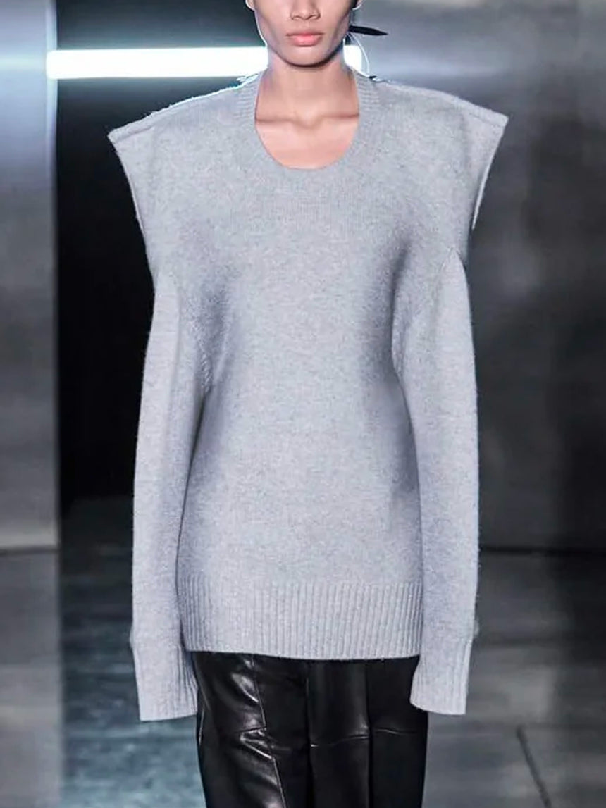SQUARE SWEATER - STONE GREY