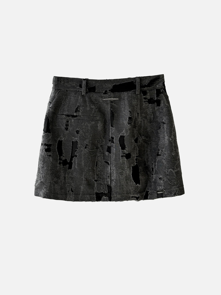 TORN MINI SKIRT - GREY
