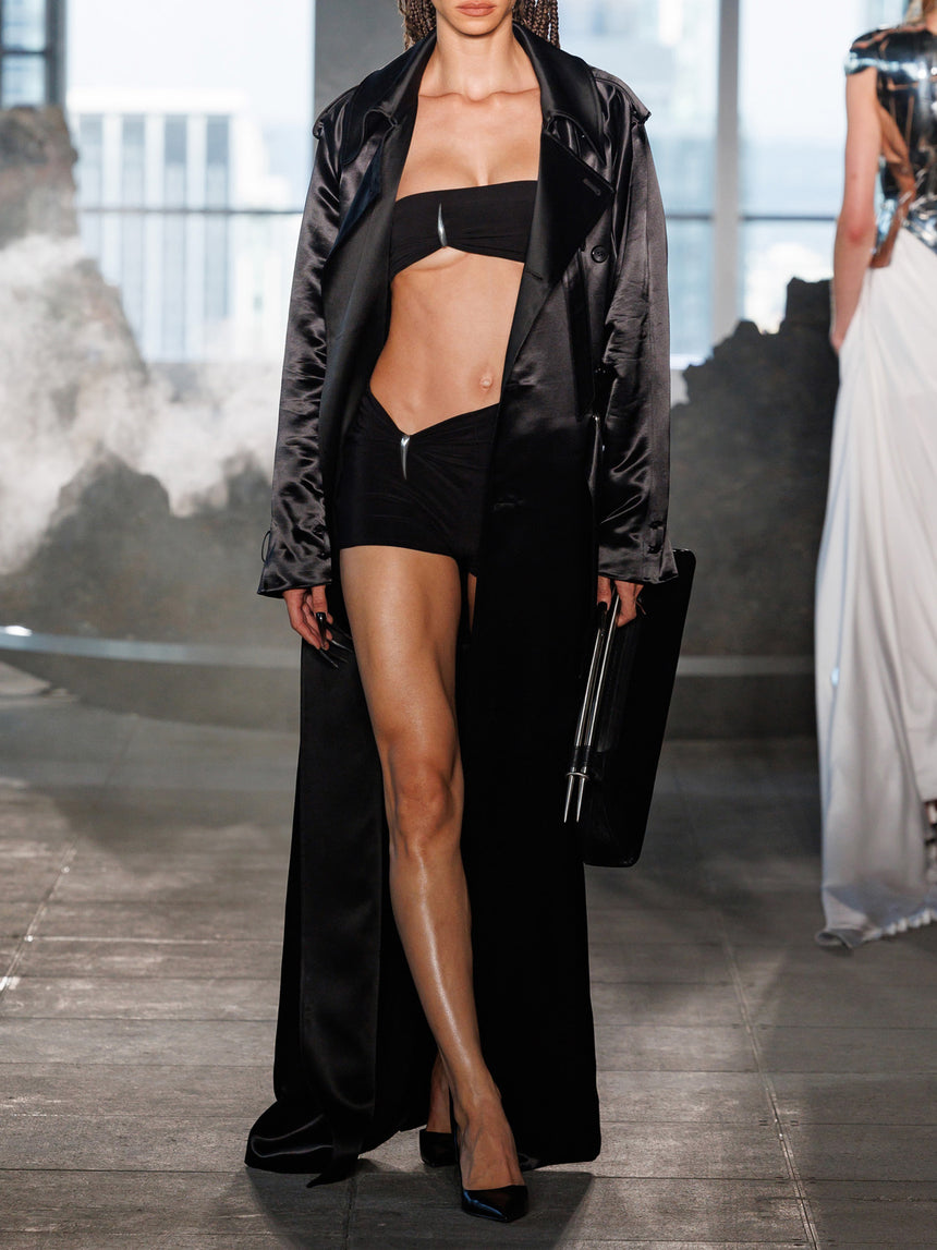 CLAW LIQUID TAILORED TRENCH - BLACK LIQUID