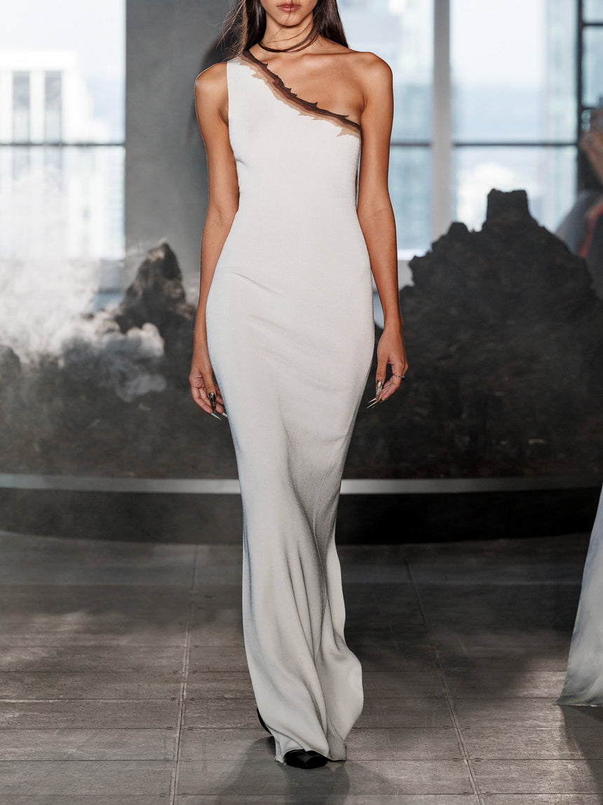 FLAME ONE SHOULDER MAXI DRESS - IVORY