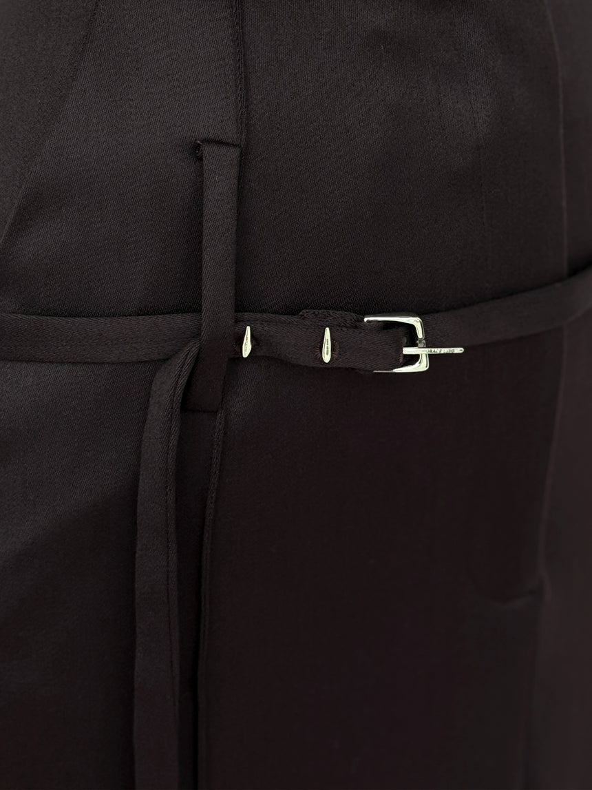 (SS26 PRE-ORDER) RELICS BELTED MAXI SKIRT (WOOL SATIN) - BURGUNDY