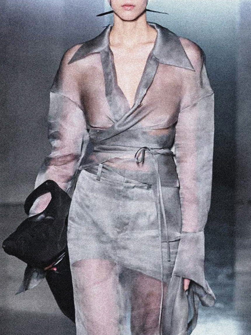 FOG STITCHES WRAP SHIRT IN SILK ORGANZA