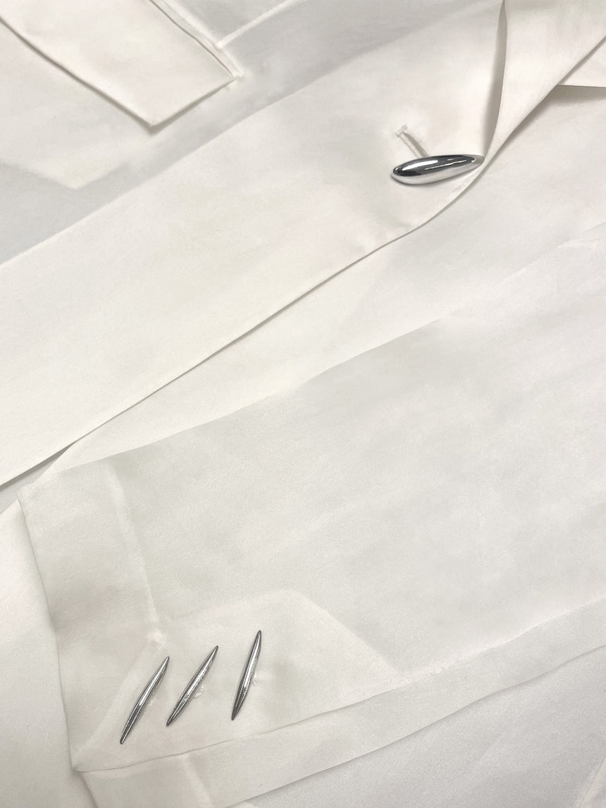 TAILORED BLAZER IN SILK ORGANZA - IVORY