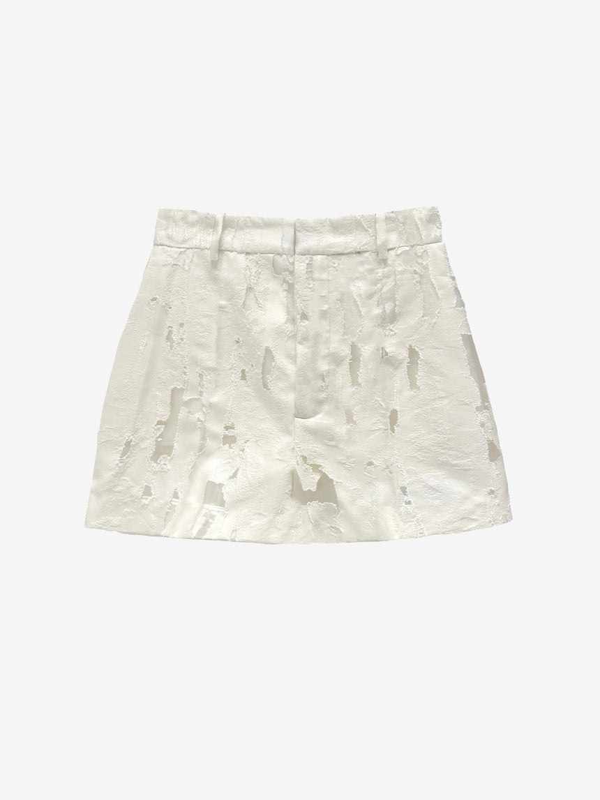 TORN MINI SKIRT - IVORY