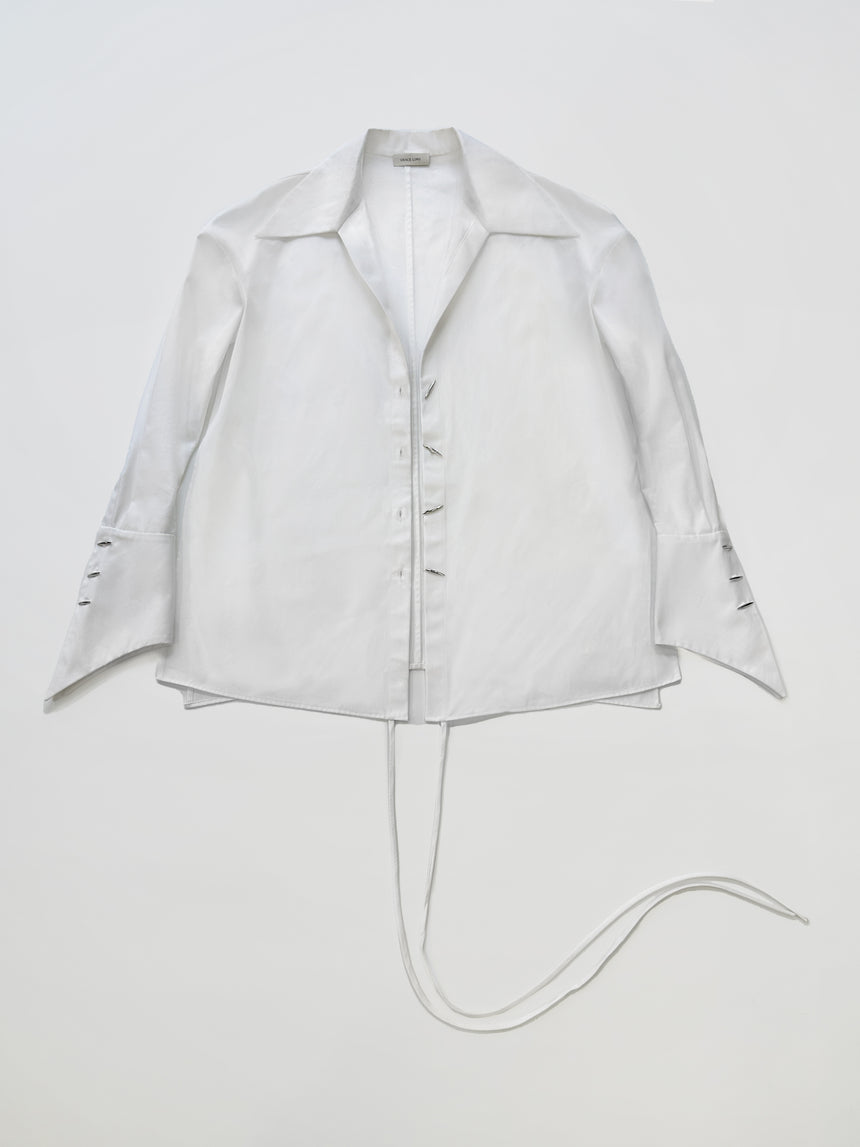 STITCHES OVERSIZED WRAP SHIRT - WHITE