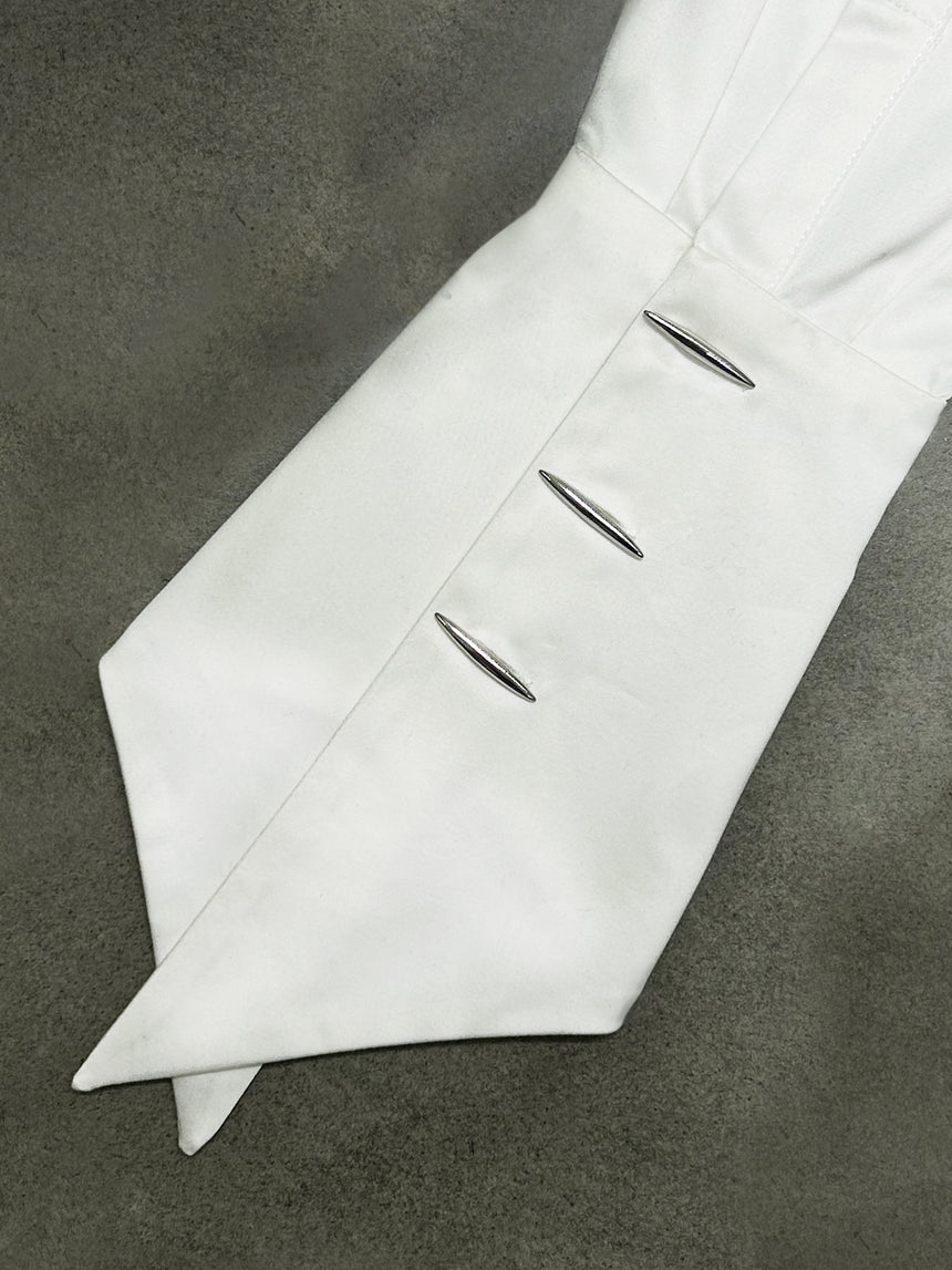 STITCHES OVERSIZED WRAP SHIRT - WHITE