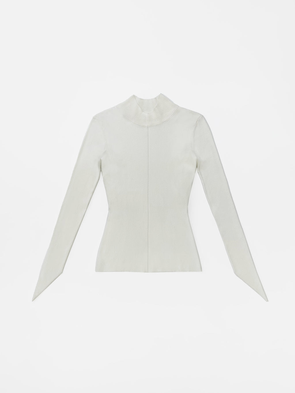 ANGULAR RIBBED-KNIT MOCK NECK TOP - IVORY – GRACE LING