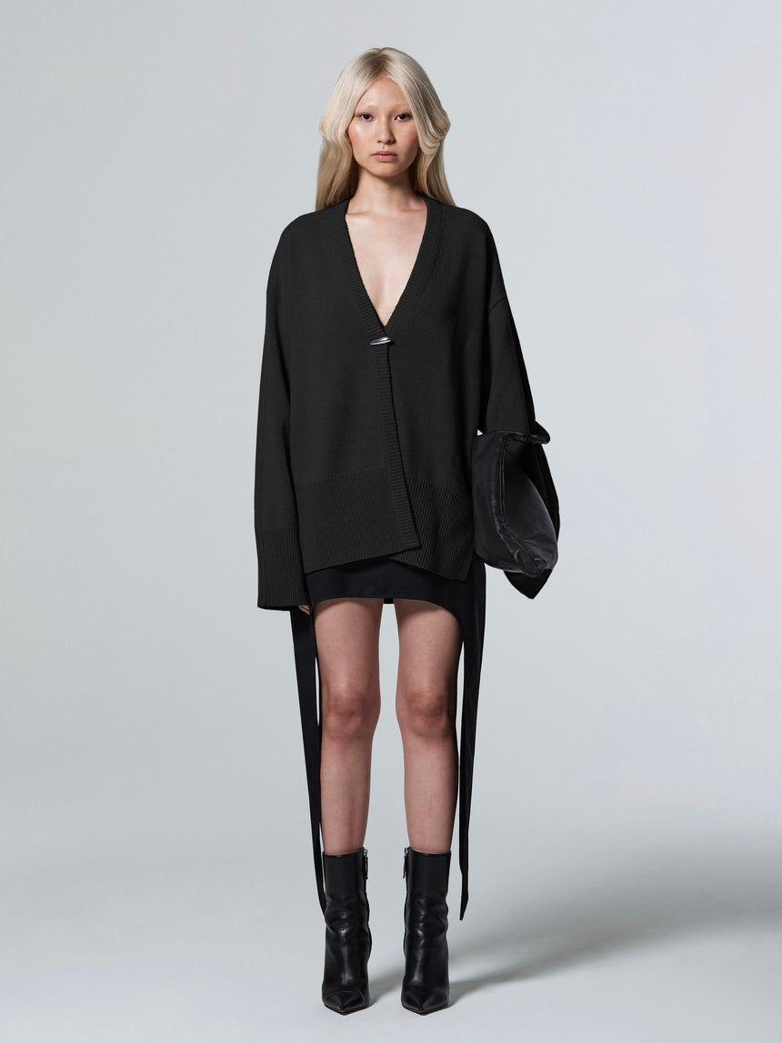 CASHMERE OVERSIZED CARDIGAN - BLACK