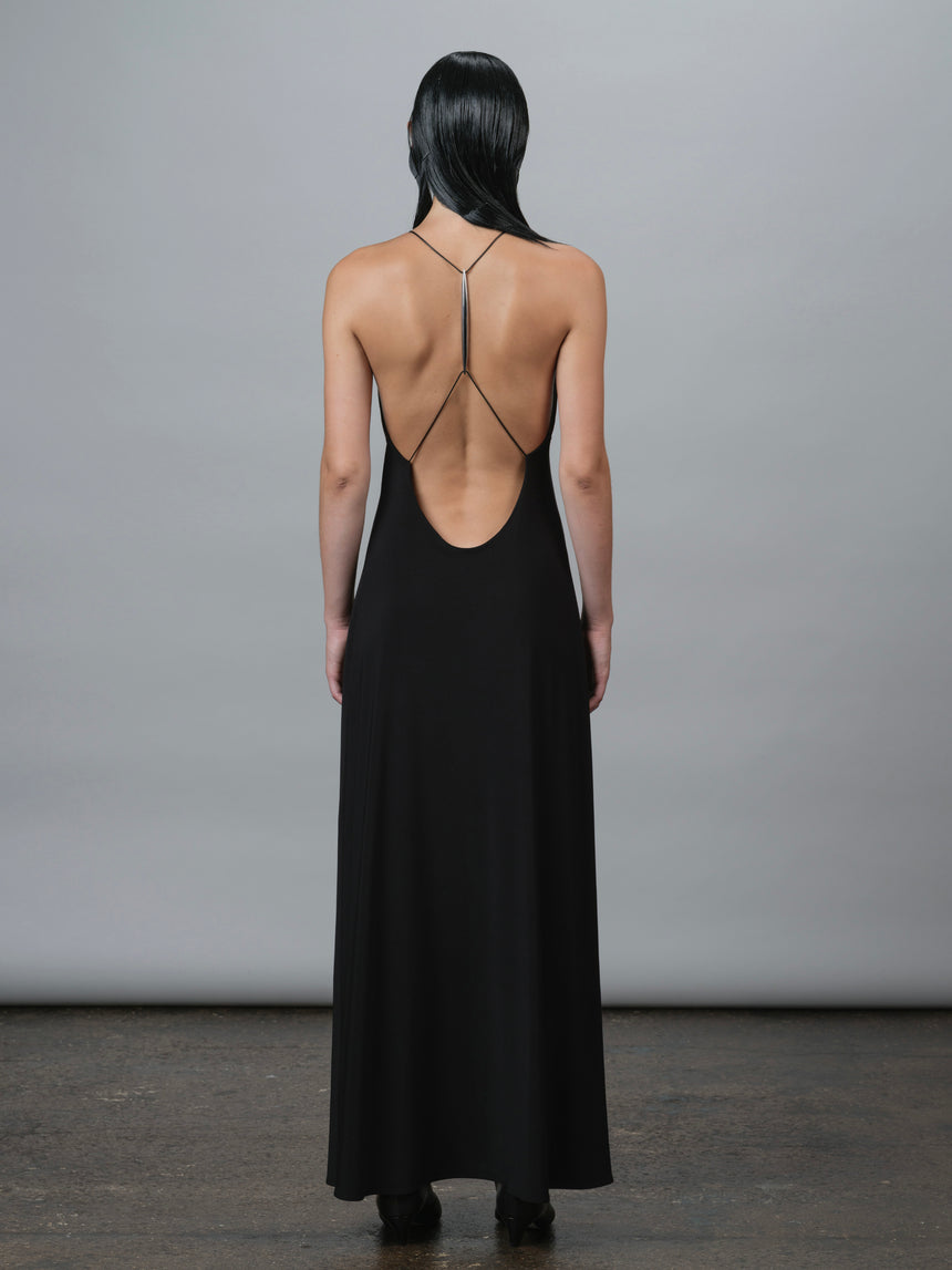 SPINE OPEN BACK (MAXI DRESS) - BLACK