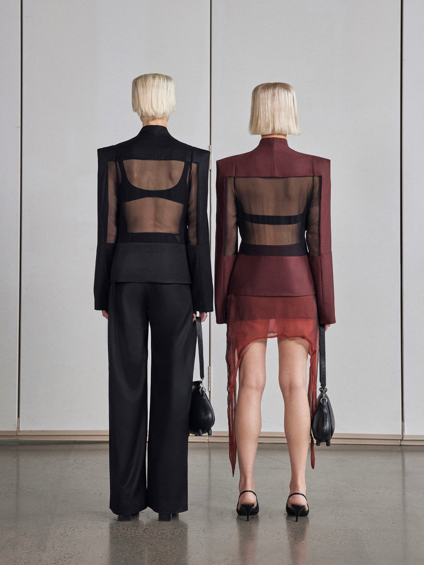 SQUARE SHEER CUT OUT BLAZER