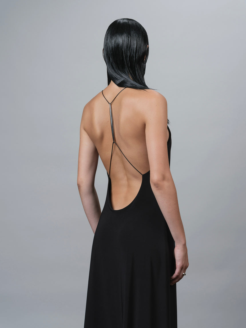 SPINE OPEN BACK (MAXI DRESS) - BLACK