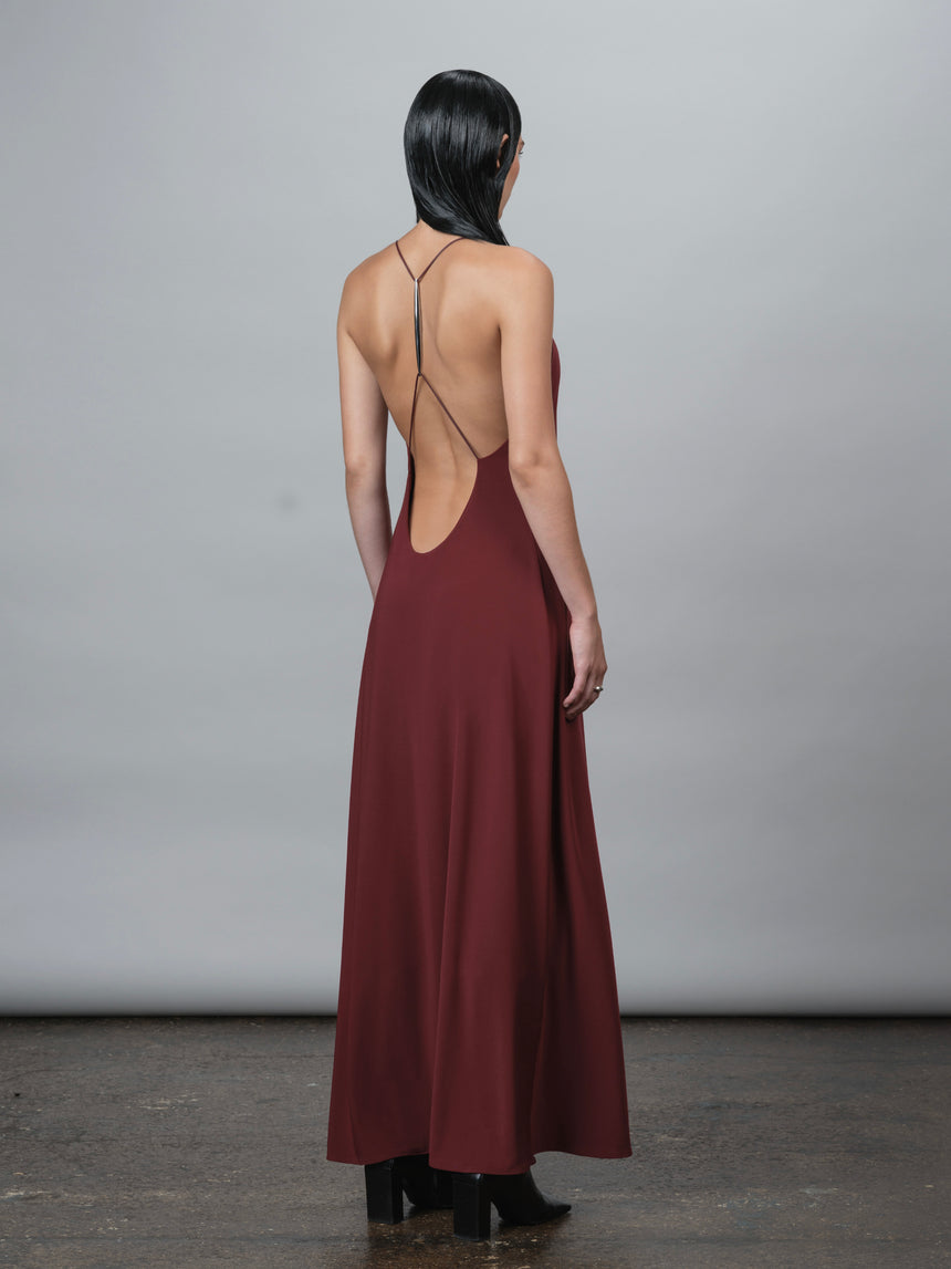 SPINE OPEN BACK (MAXI DRESS) - BURGUNDY