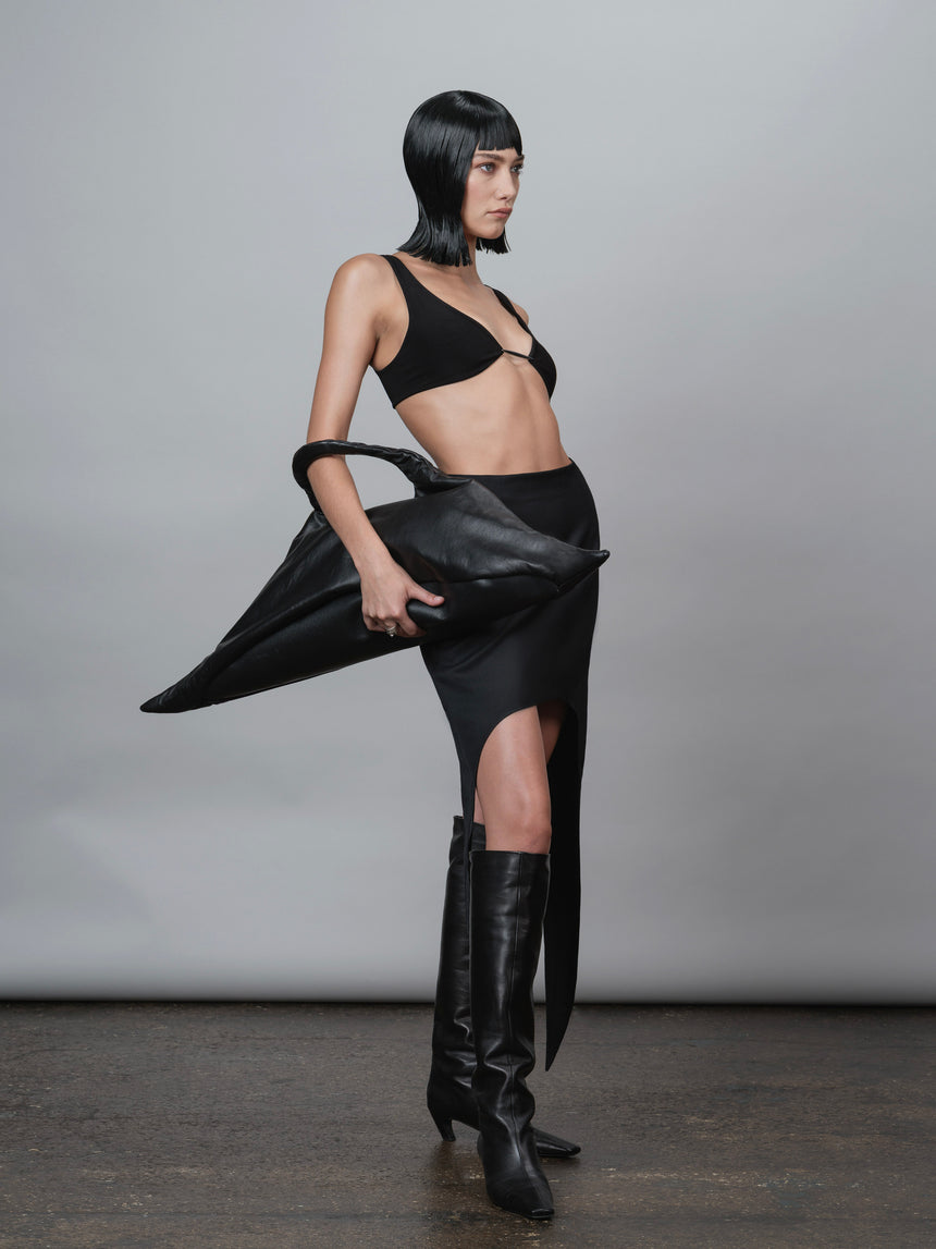 HIGH-WAISTED SIDE DROP MINI SKIRT
