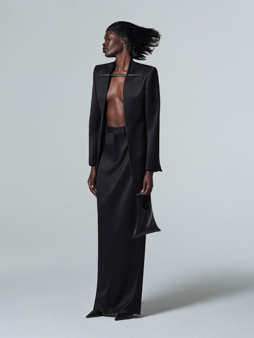 HIGH WAISTED TAILORED PILLAR SKIRT