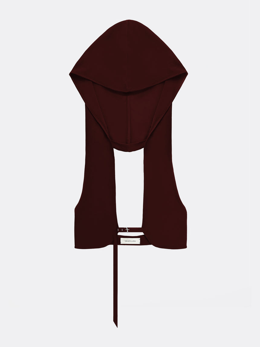 (SS26 PRE-ORDER) BELTED HOOD BRALETTE - BURGUNDY