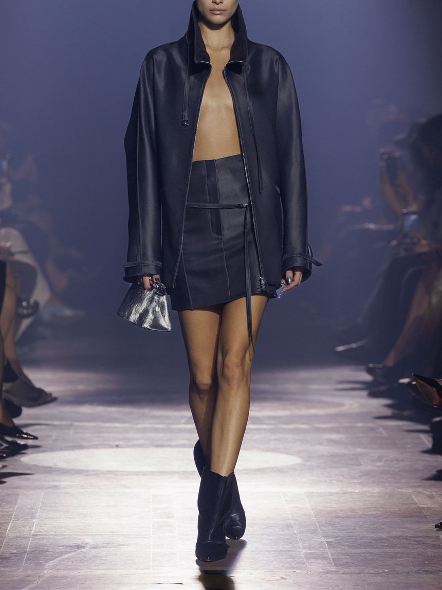 (SS26 PRE-ORDER) BELTED COLLAR COCOON WOOL-SILK COAT