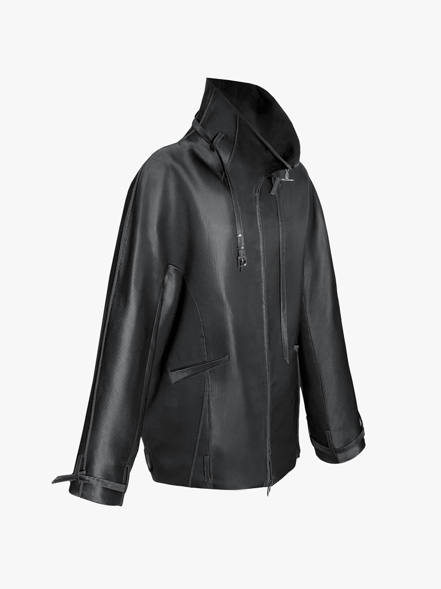 (SS26 PRE-ORDER) BELTED COLLAR COCOON WOOL-SILK COAT