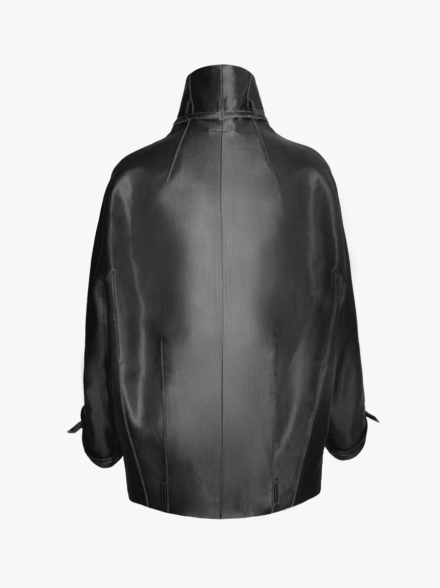 (SS26 PRE-ORDER) BELTED COLLAR COCOON WOOL-SILK COAT