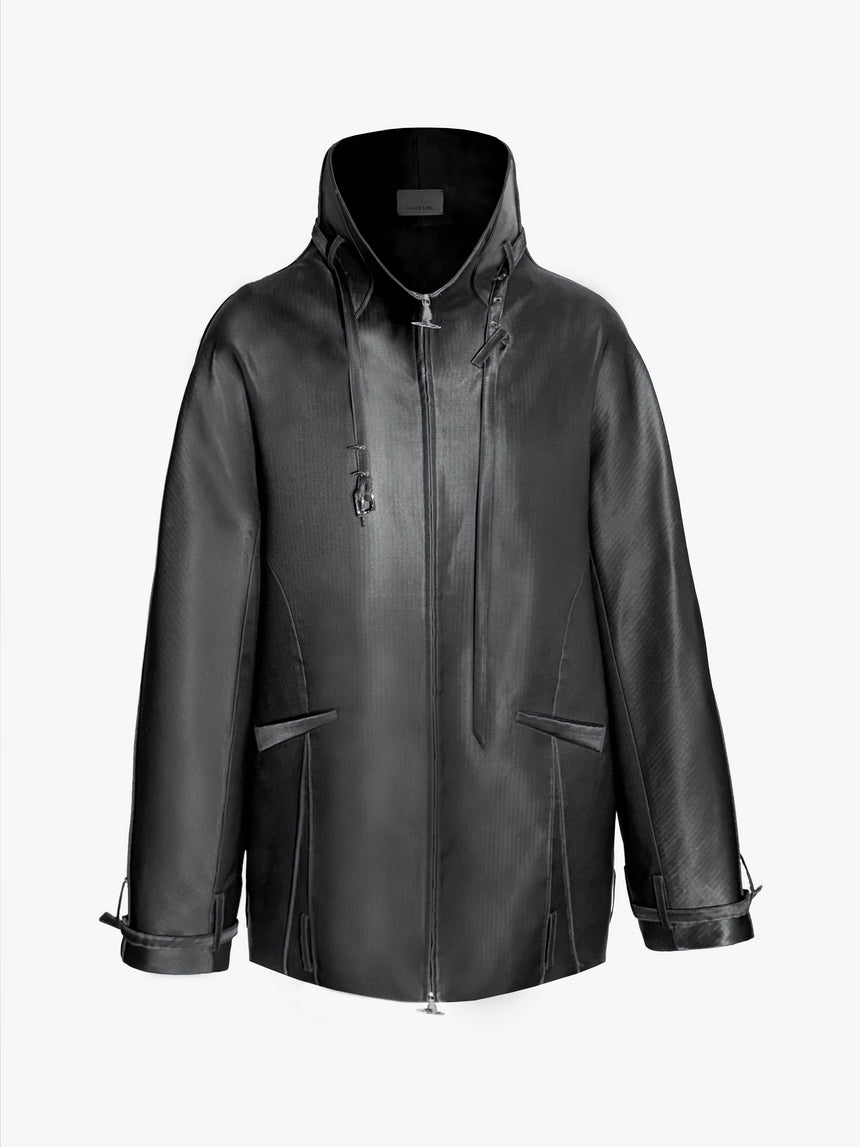 (SS26 PRE-ORDER) BELTED COLLAR COCOON WOOL-SILK COAT