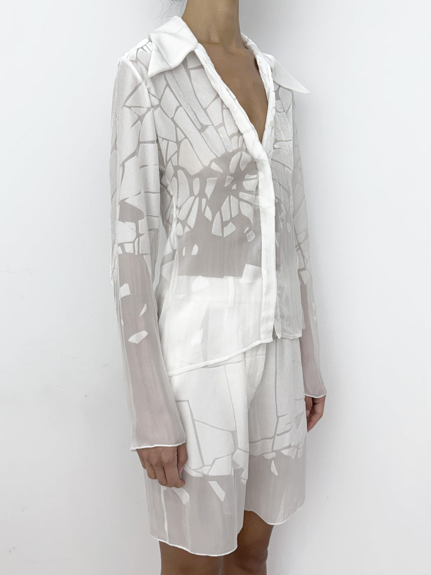 (SS26 PRE-ORDER) CRACKED TAILORED SHIRT - WHITE