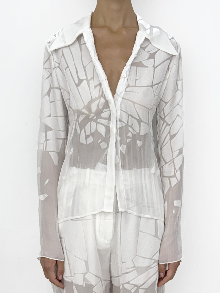 (SS26 PRE-ORDER) CRACKED TAILORED SHIRT - WHITE