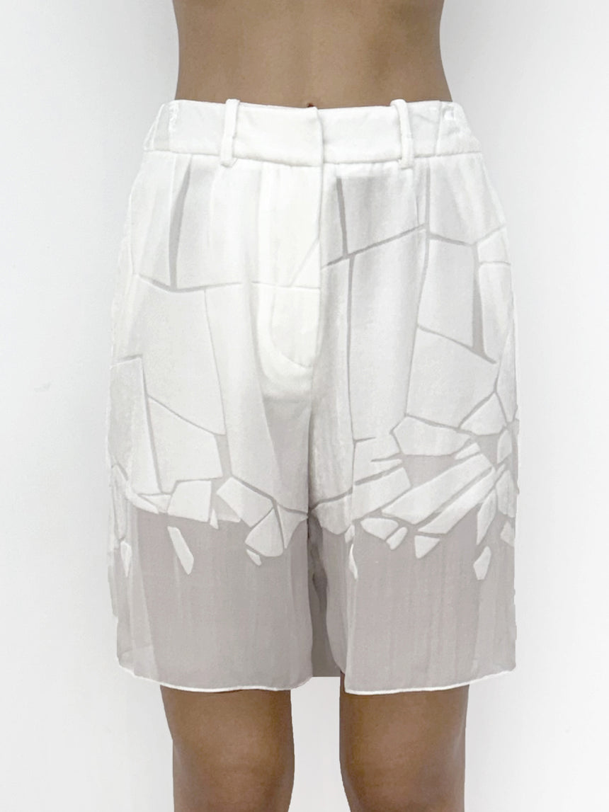 (SS26 PRE-ORDER) CRACKED MINI SHORTS - WHITE