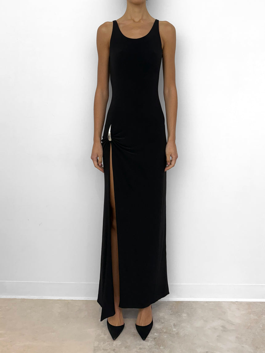 CLAW SLIP DRESS - BLACK
