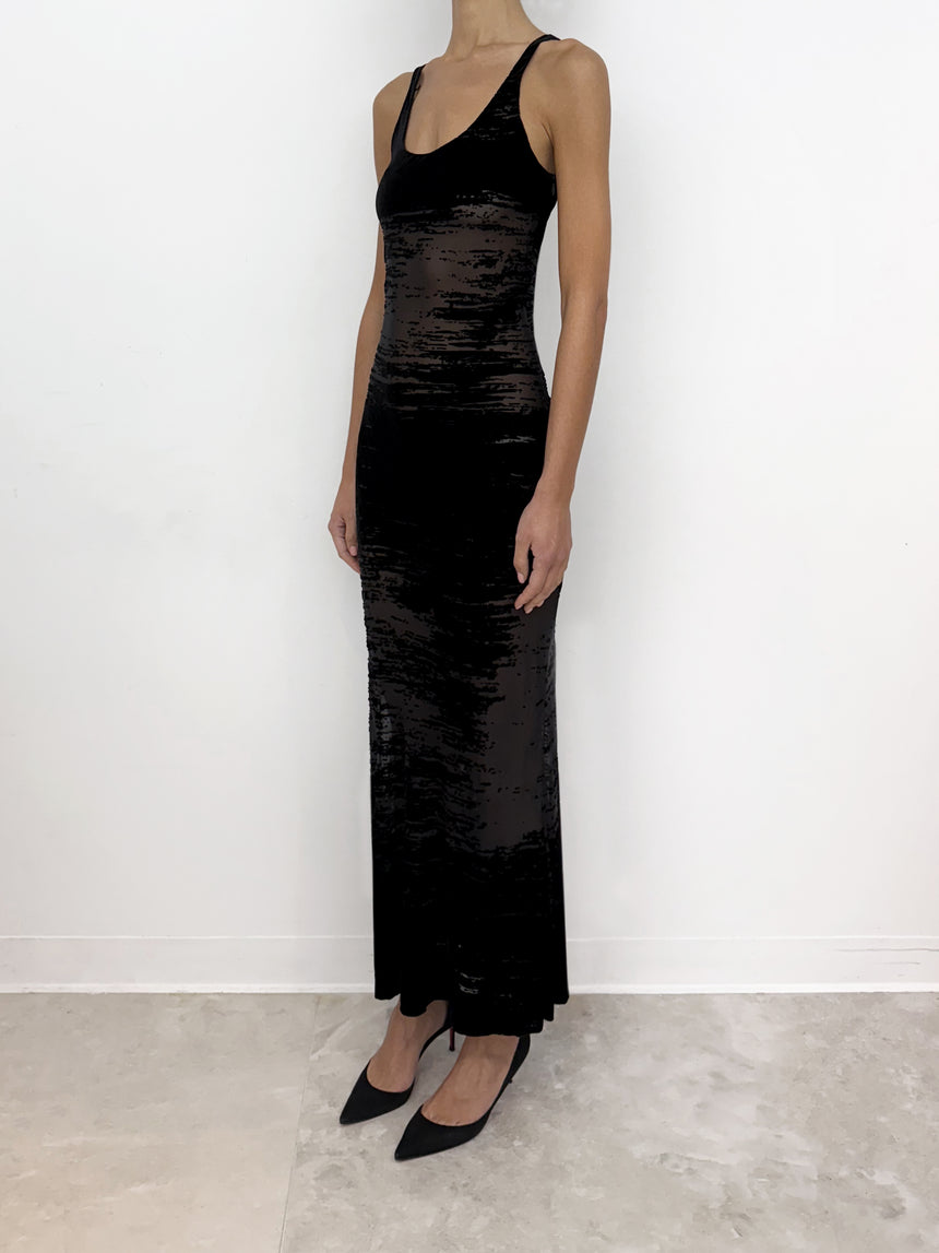 (SS26 PRE-ORDER) GLITCH BIAS MAXI DRESS