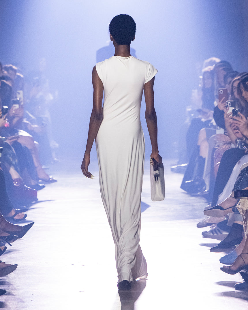(SS26 PRE-ORDER) RELIC CHARMS MAXI SLIT DRESS - WHITE