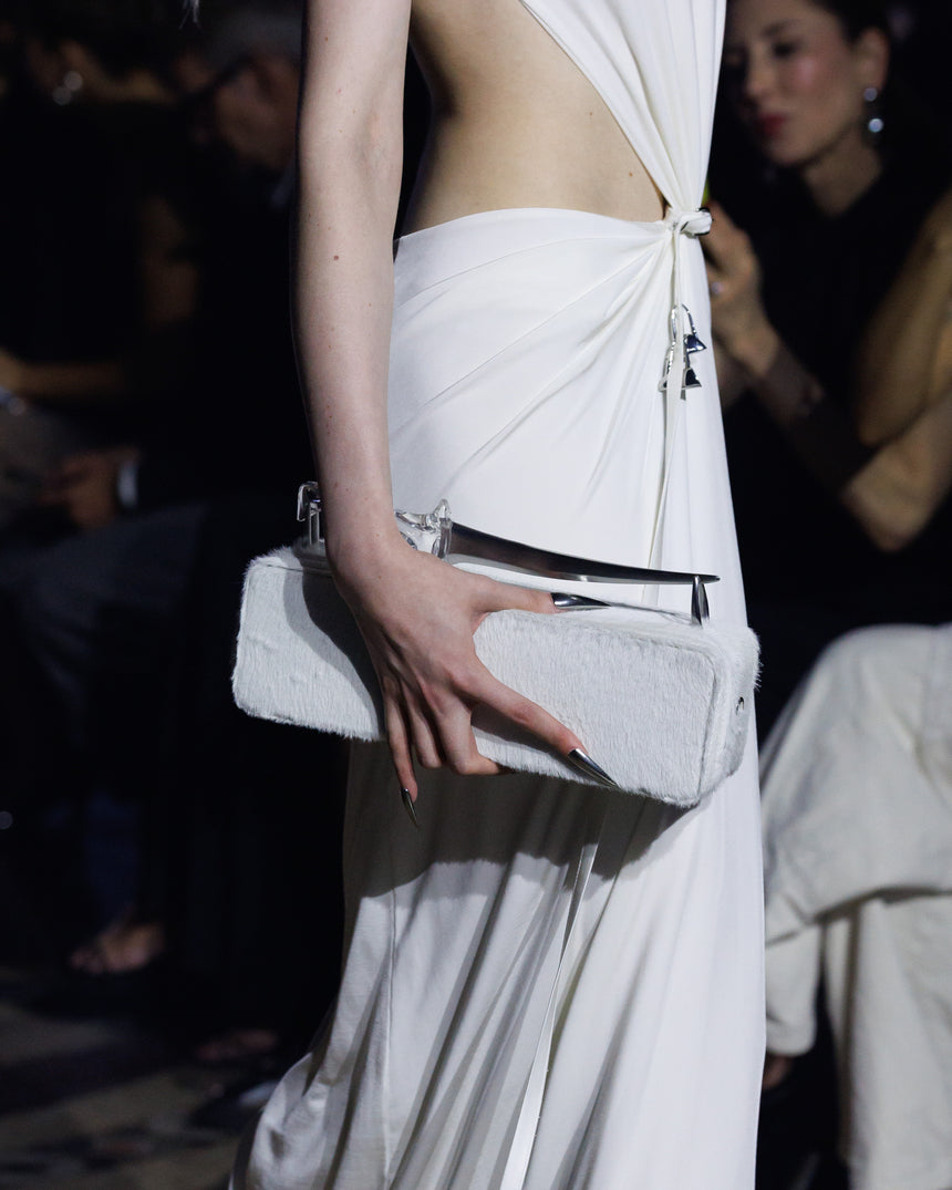 (SS26 PRE-ORDER) KNIFE BAG - WHITE PONYHAIR