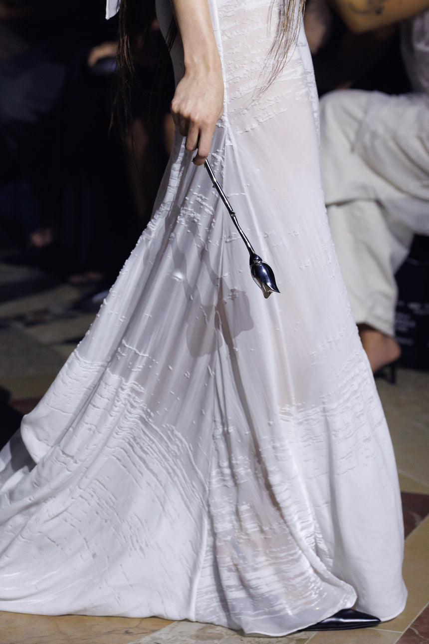 (SS26 PRE-ORDER) CORSETED GLITCH GOWN - WHITE SHEER