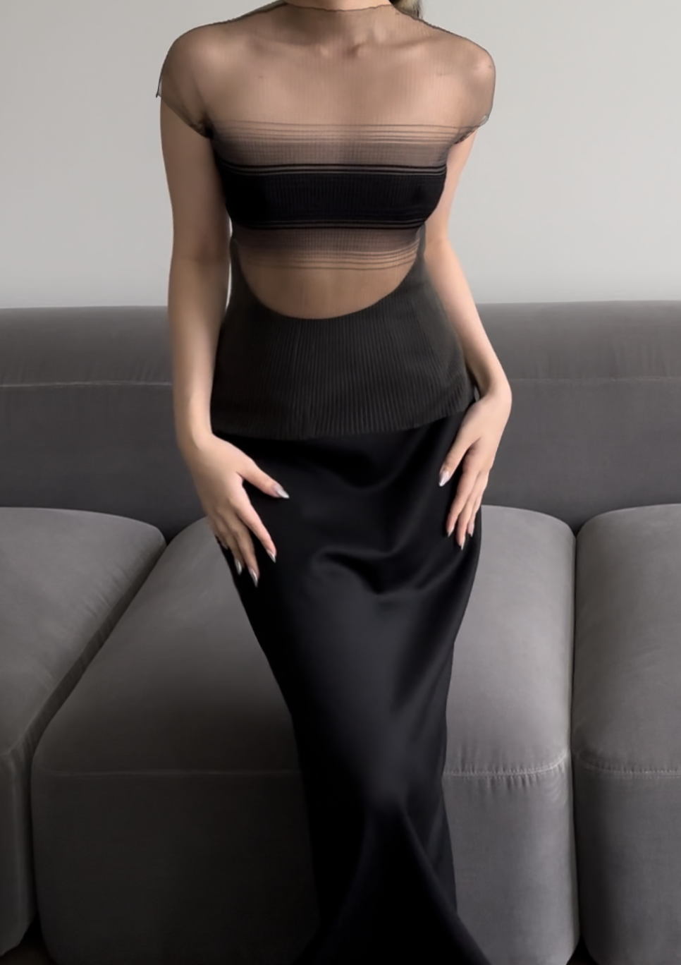(PRE-ORDER) EVANESCENT CENSOR TOP - FUMÉ – GRACE LING