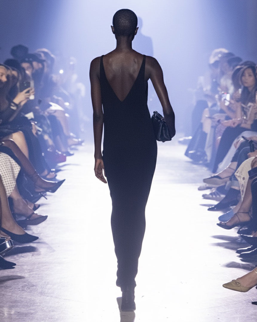 (SS26 PRE-ORDER) BELTED MAXI PILLAR DRESS - BLACK