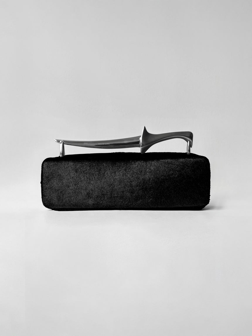 (SS26 PRE-ORDER) KNIFE BAG - BLACK PONYHAIR