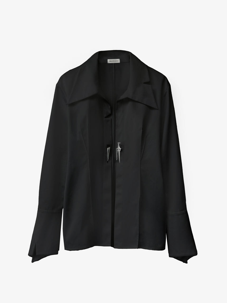 (SS26 PRE-ORDER) KNIFE SHEATH TAILORED SHIRT- BLACK