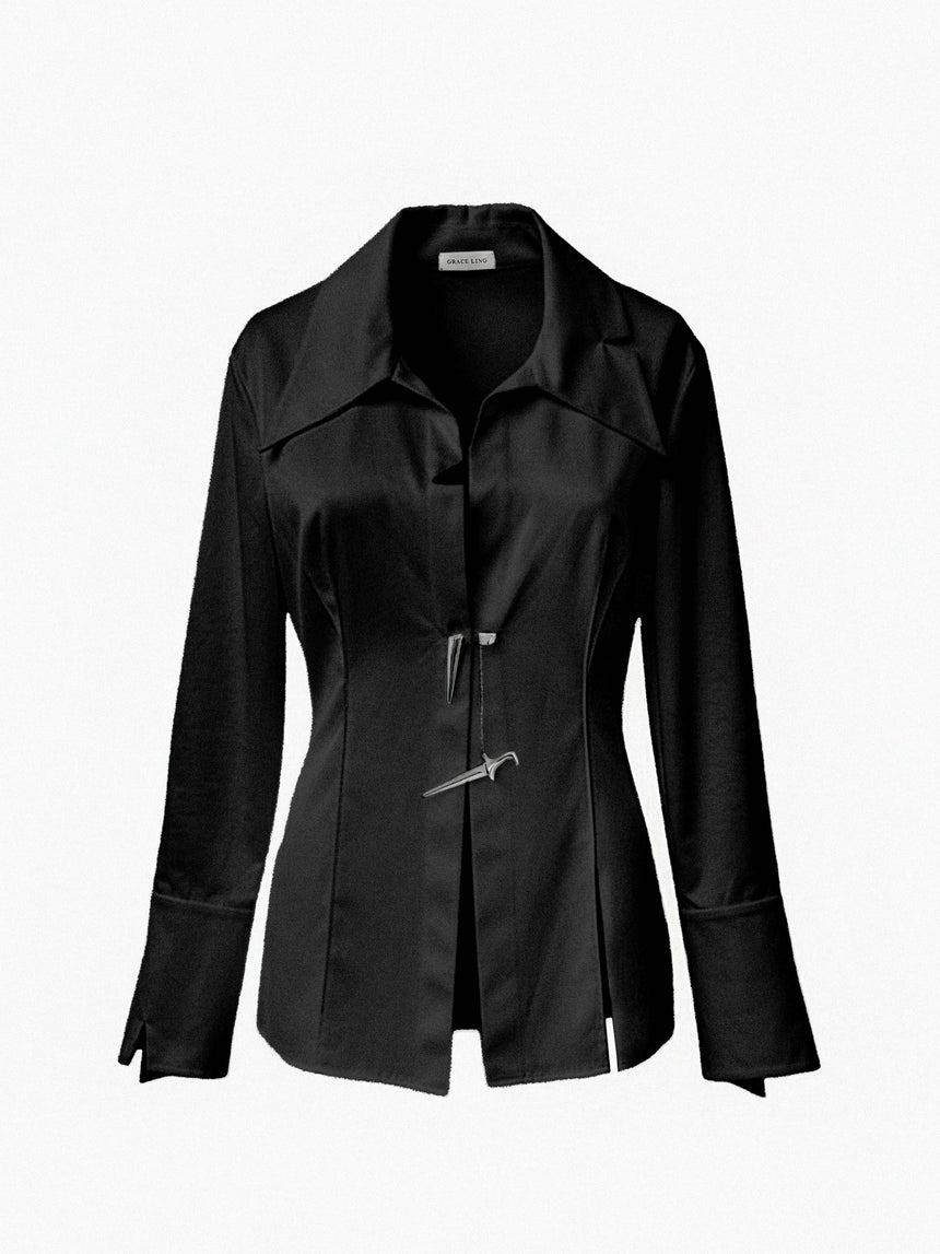 (SS26 PRE-ORDER) KNIFE SHEATH TAILORED SHIRT- BLACK
