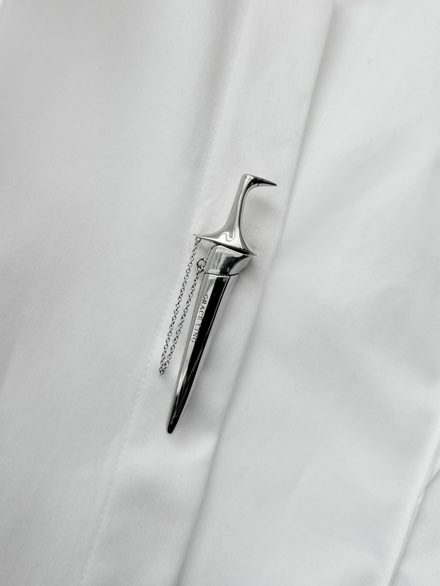 (SS26 PRE-ORDER) KNIFE SHEATH TAILORED SHIRT- WHITE