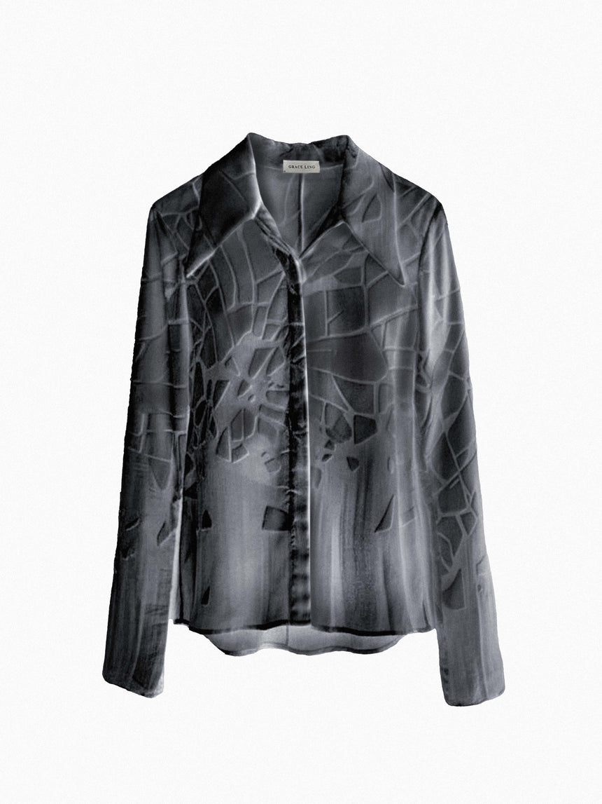 (SS26 PRE-ORDER) CRACKED TAILORED SHIRT - GREY